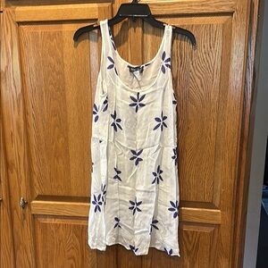Anne Cole White Top with Blue Floral Design